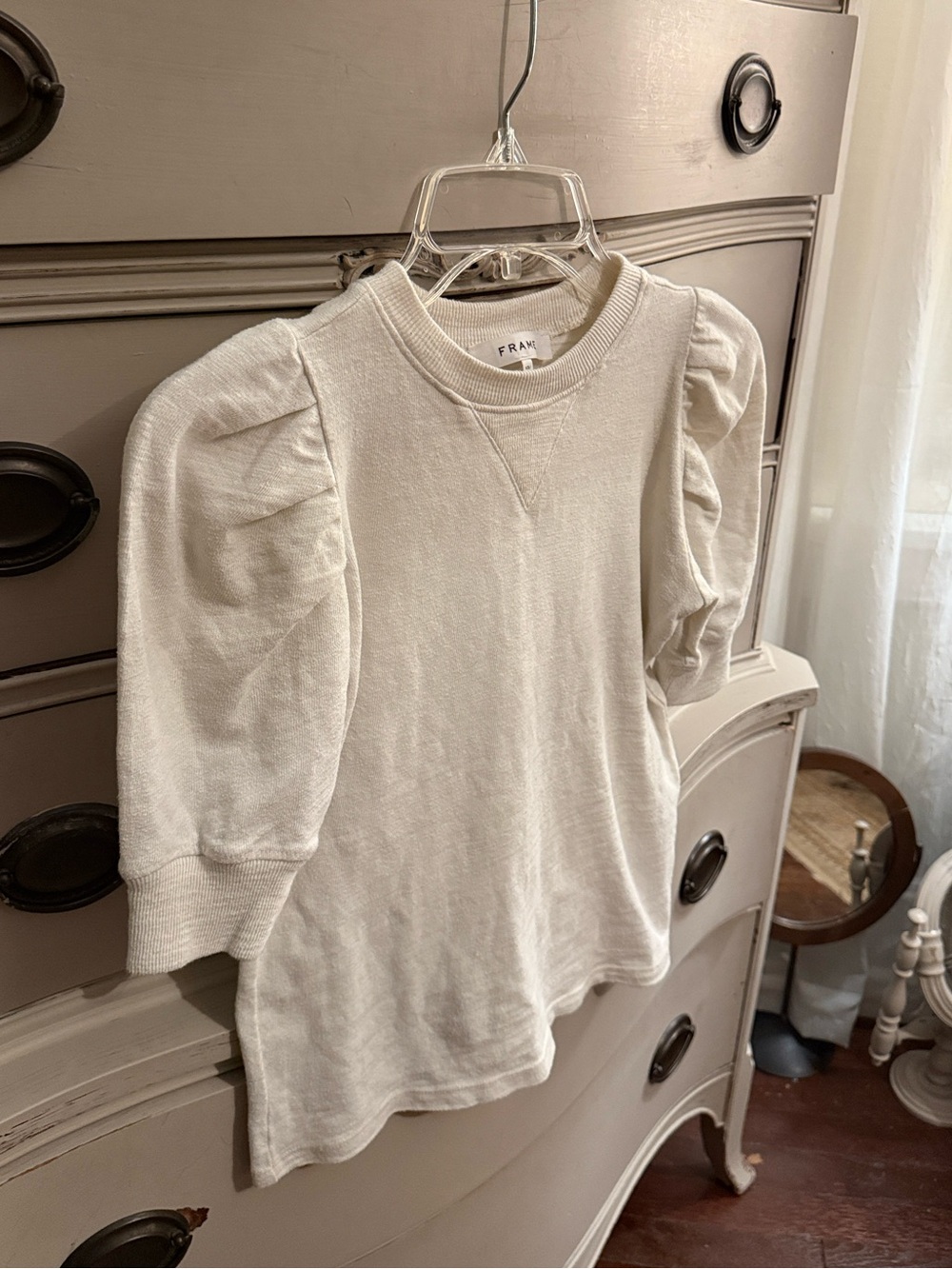 FRAME Puff Sleeve Cotton Sweatshirt/Tee Shirt XS - Picture 5 of 10